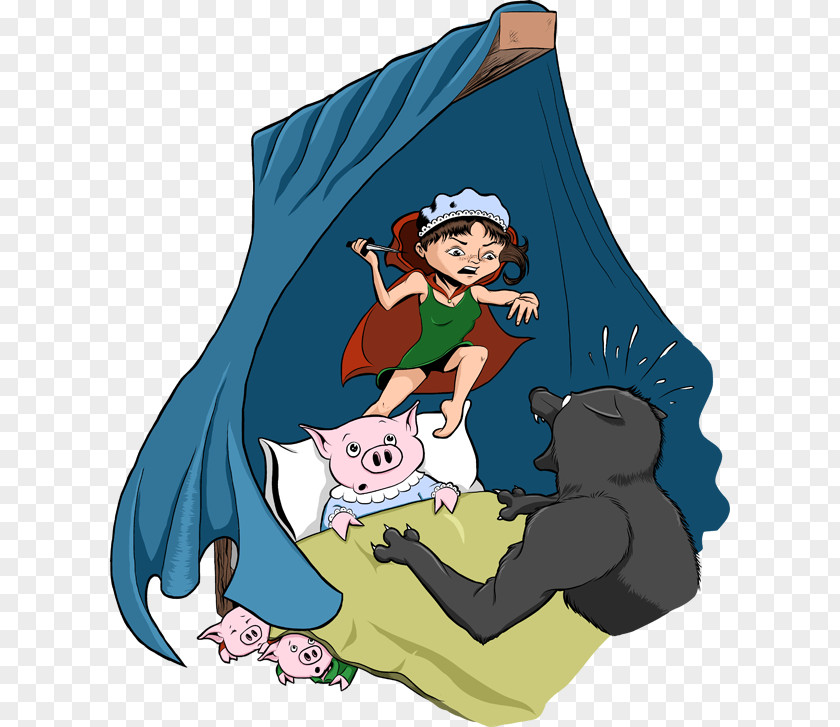 Three Little Pigs Wolf Mammal Clothing Human Behavior Clip Art PNG