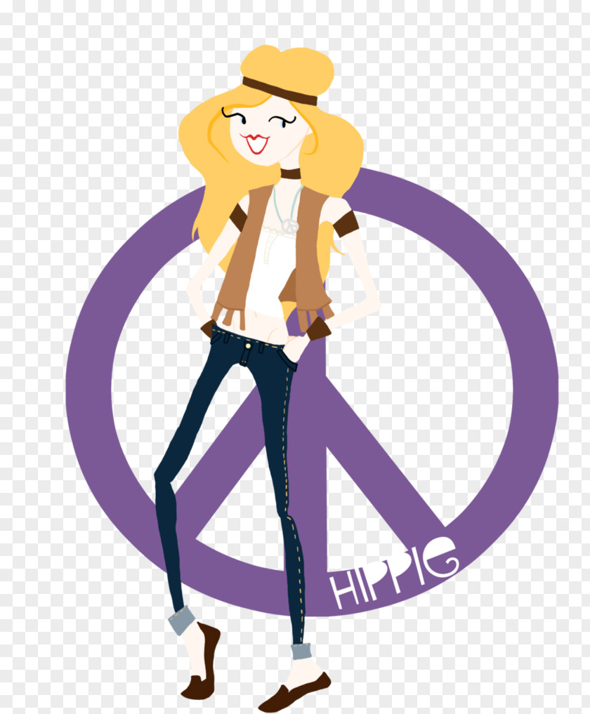 Hippie Cartoon Woman PNG