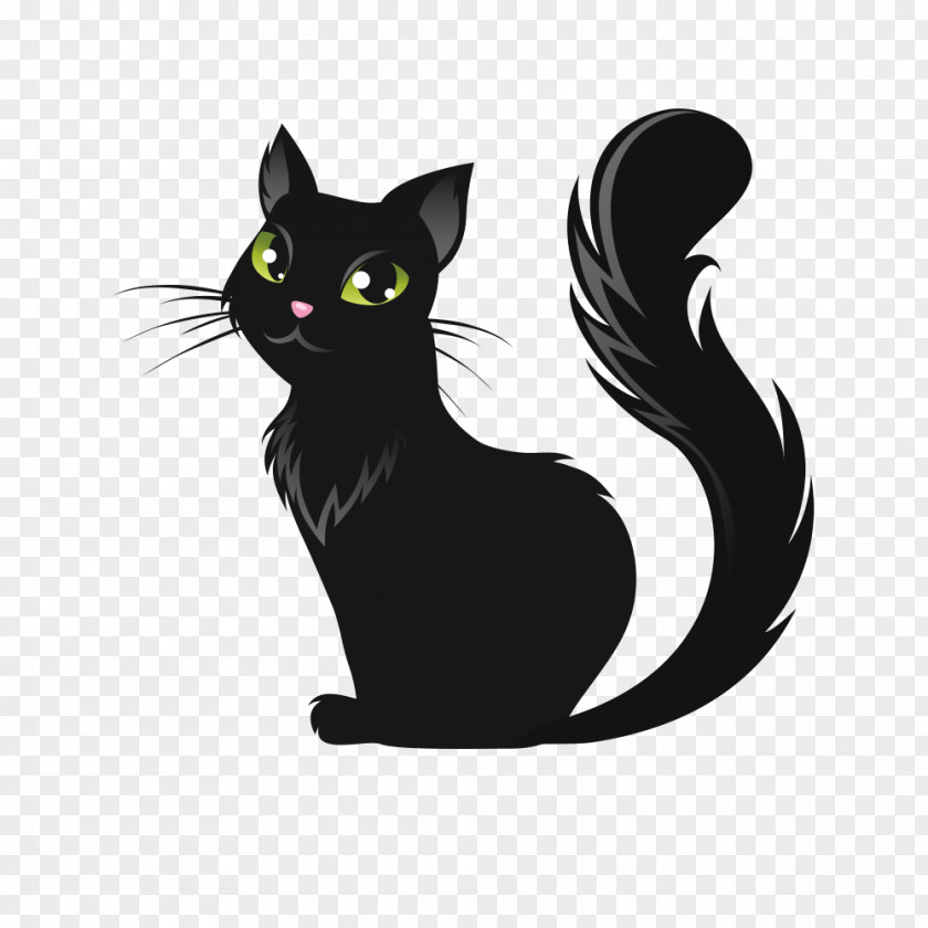 Halloween Black Cat Vector Material Kitten Illustration PNG