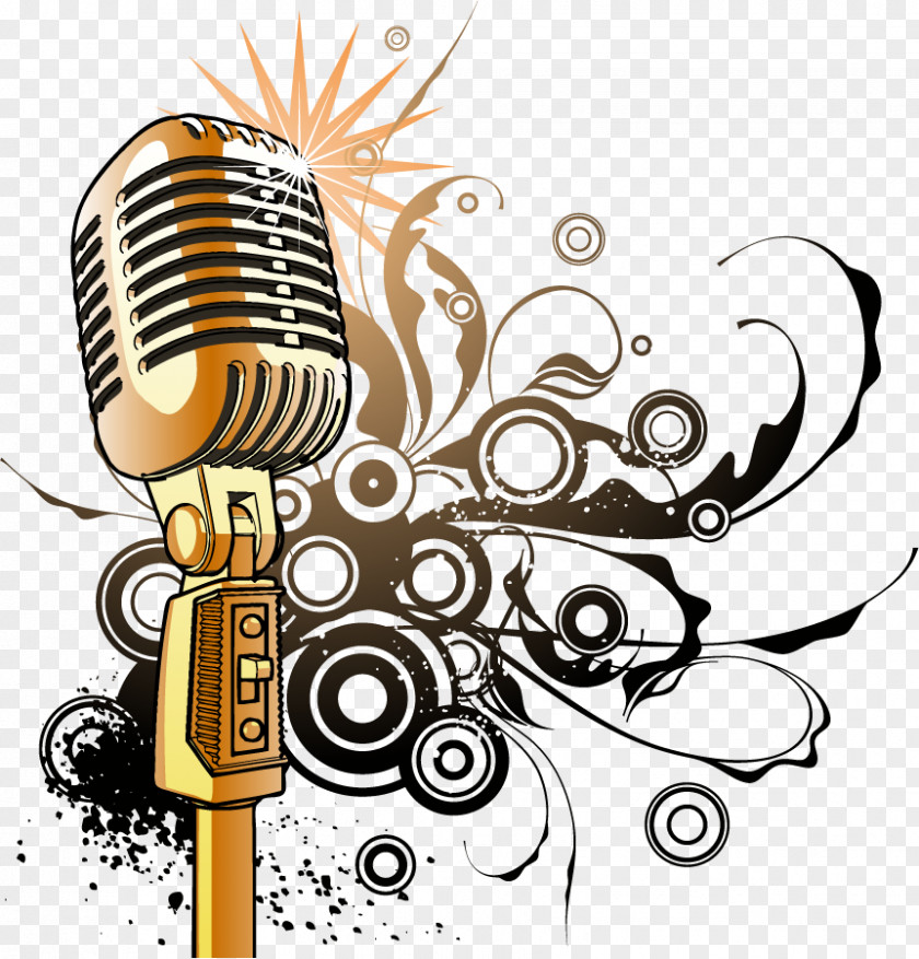 Microphone Music Film PNG Film, microphone, gold condenser microphone illustration clipart PNG