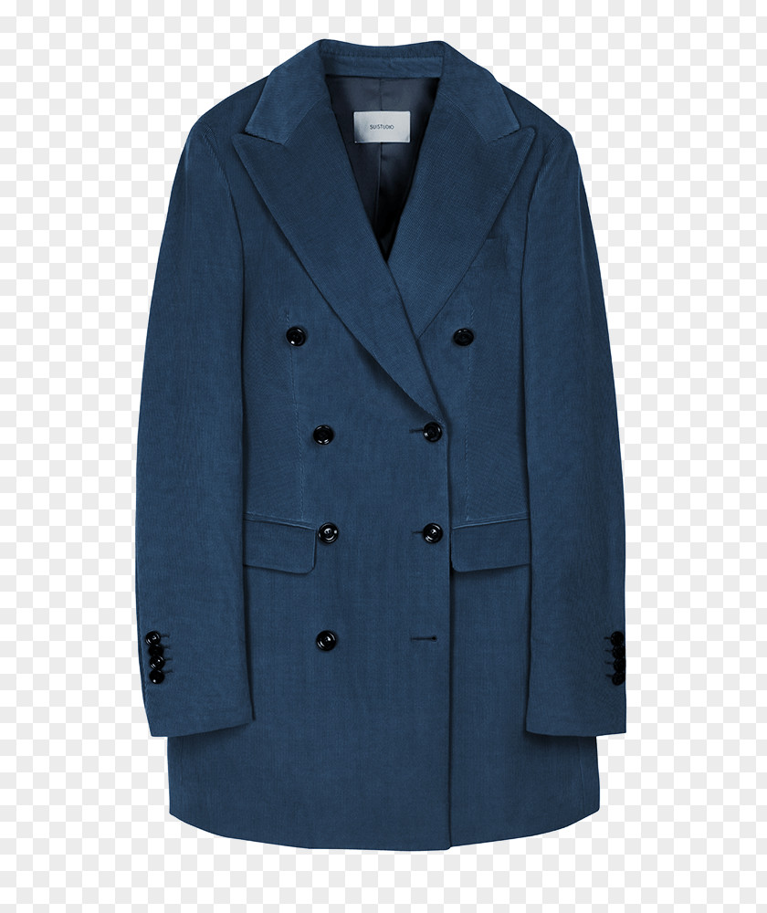 Suitsupply Double Breasted Cobalt Blue Overcoat PNG