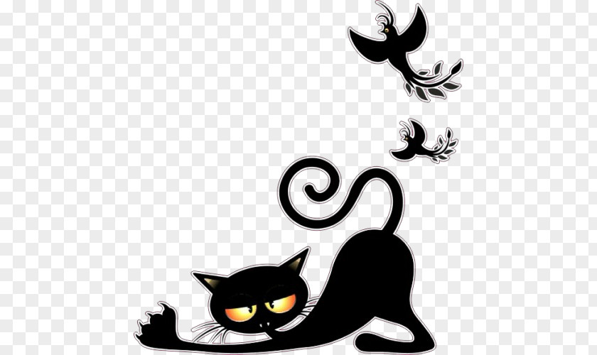 Black Cat Small To Medium-sized Cats Cartoon Whiskers PNG