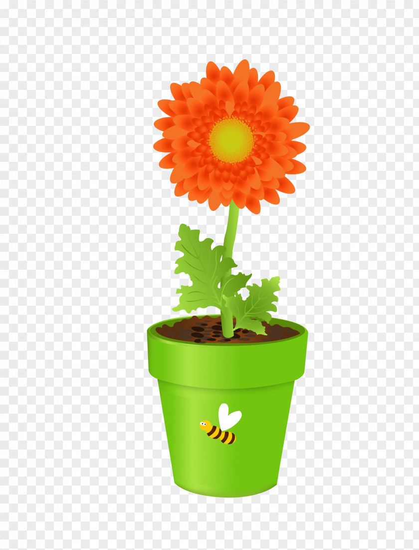 Sunflower Flowerpot Vase Clip Art PNG