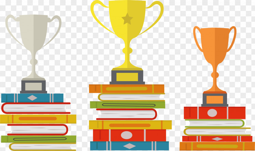 Trophy On Books Award PNG