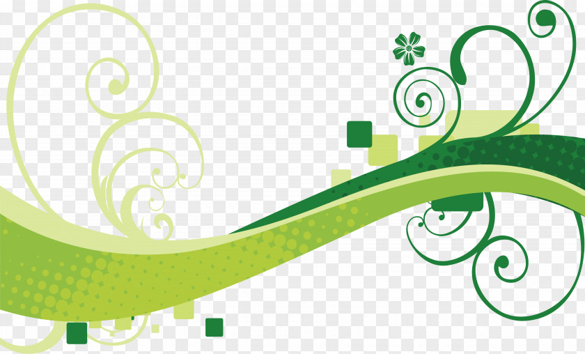 Curly Green Euclidean Vector Wind Wave PNG
