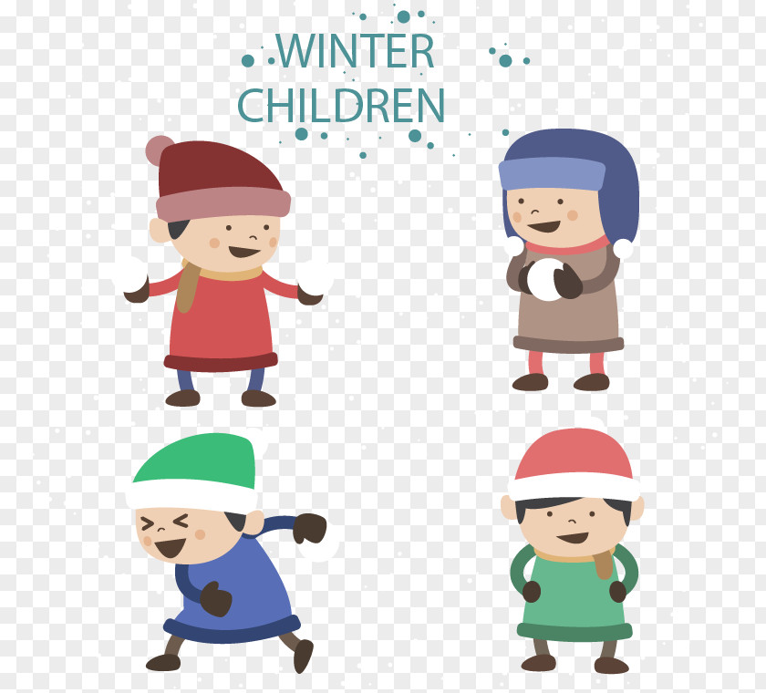 Naughty Little Children Euclidean Vector Child Winter Illustration PNG