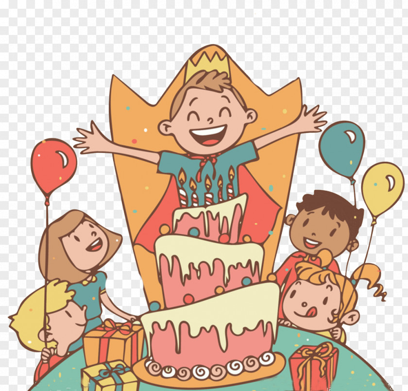 Cartoon Birthday Party Cake Childrens PNG