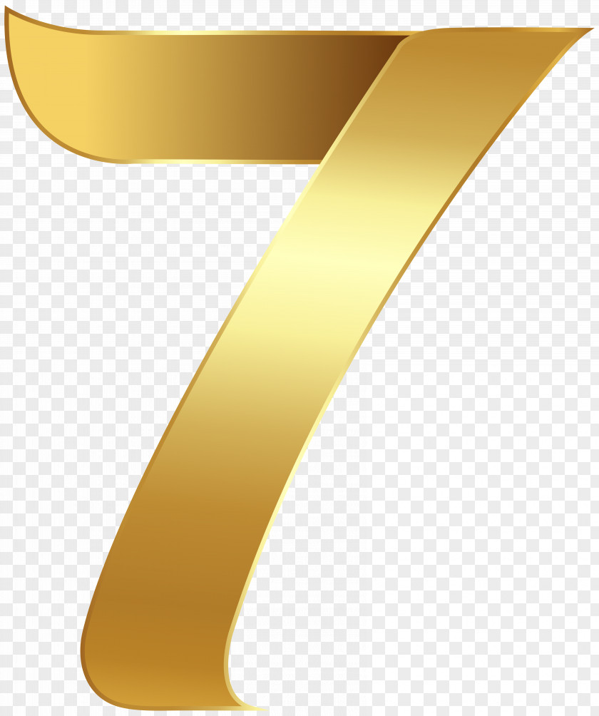 Golden Number Seven Transparent Clip Art Image Yellow Font Angle Design PNG