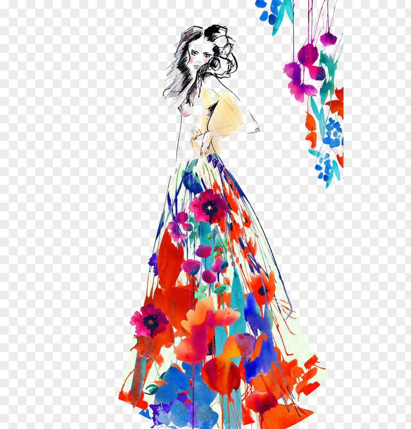 Fashion Woman Watercolor Painting Illustration Drawing PNG