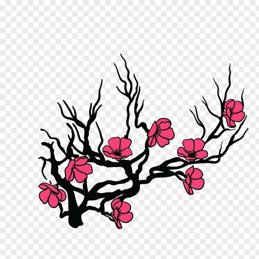 Simple Hand-painted Cherry Trees Buckle Free Material Flower Blossom Royalty-free Illustration PNG