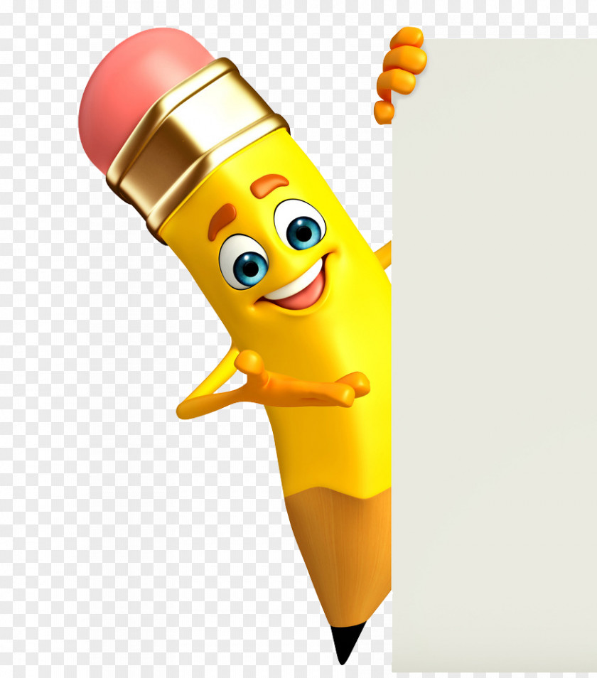 Yellow Pencil Villain Standee Poster PNG