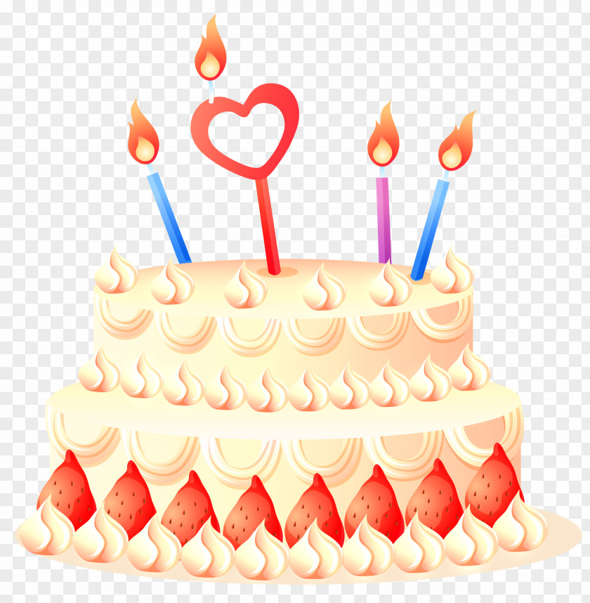Cake With Strawberries And Candles Clipart Birthday PNG