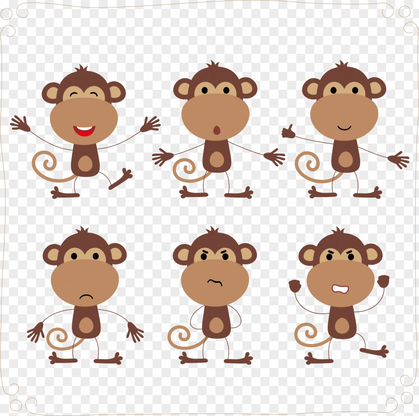 Cartoon Monkey Vector Illustration PNG