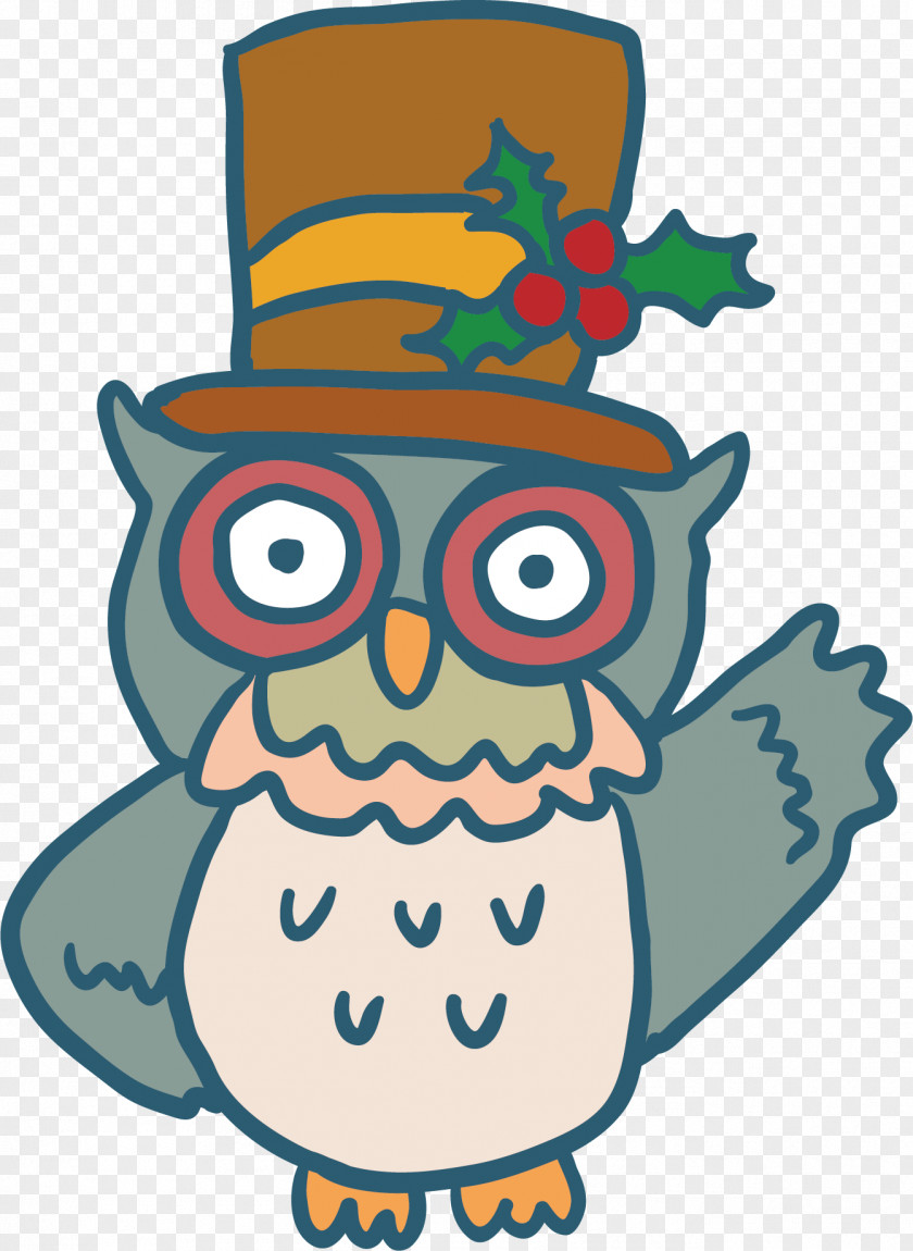 Gray Owl Vector Bird Christmas Clip Art PNG