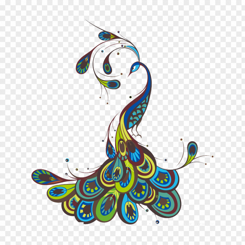 Creative Color Peacock Wall Decal Peafowl Polyvinyl Chloride Sticker PNG