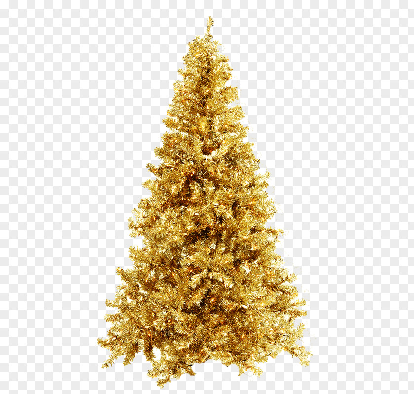 Golden Christmas Tree PNG