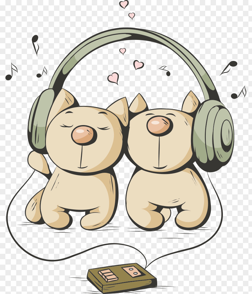 Vector Cat Wearing Headphones Cats Cartoon Illustration PNG