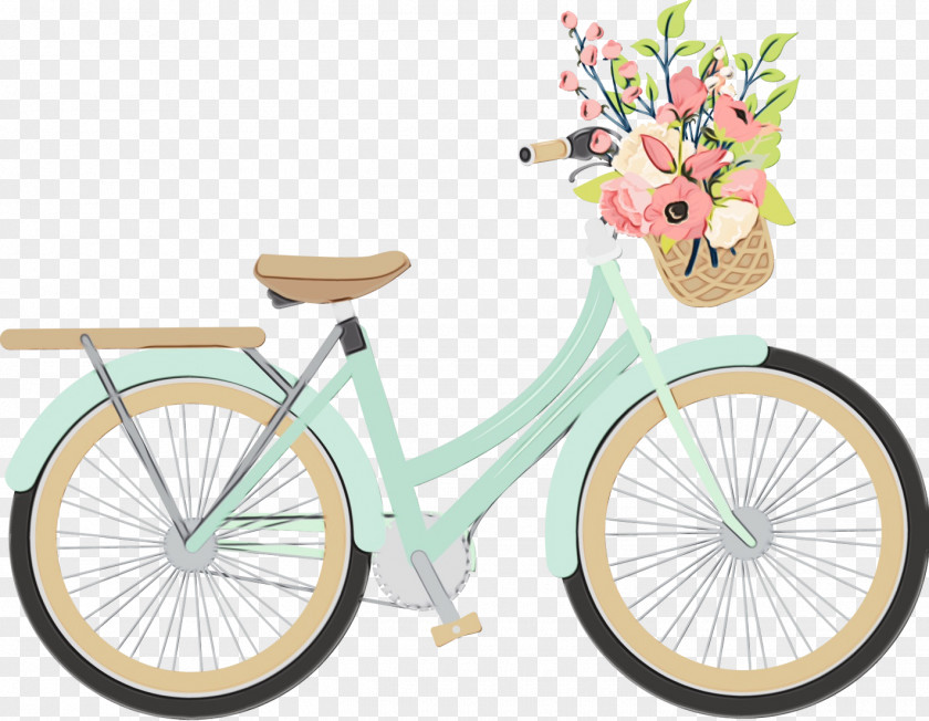 Wheel Bicycle Stem Watercolor Background Frame PNG