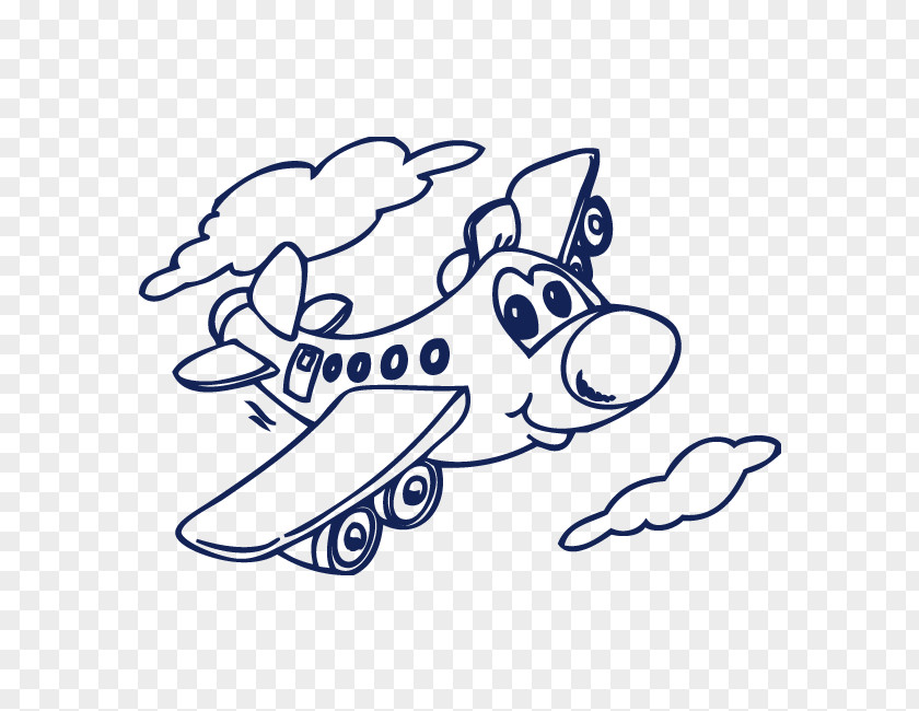 Airplane Drawing Coloring Book Caricature Clip Art PNG