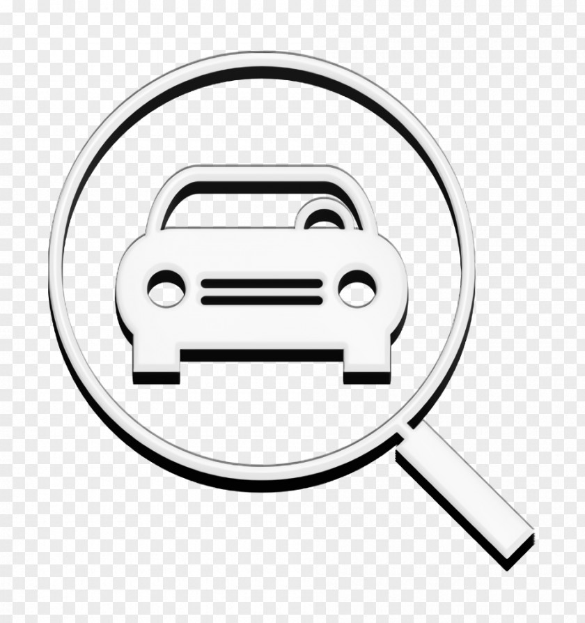 Car Front In Magnifier Glass Icon Searcher Transport PNG