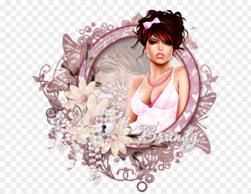 Fairy Pink M Black Hair Flower PNG