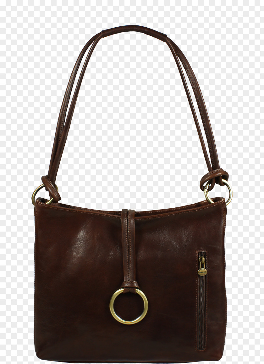 Zipper Hobo Bag Handbag Shoulder Brown Tote PNG