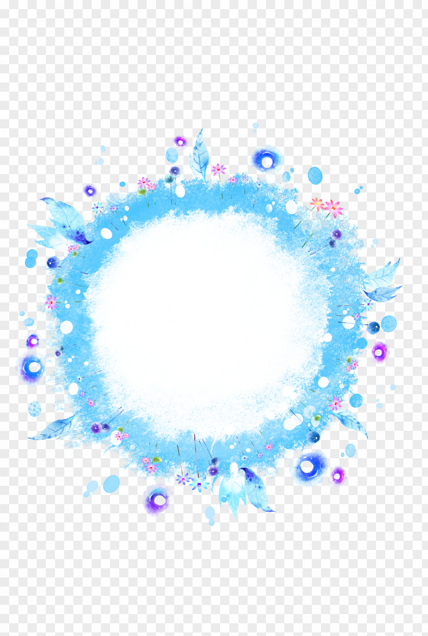 Fantasy Blue Circle Watercolor Painting PNG