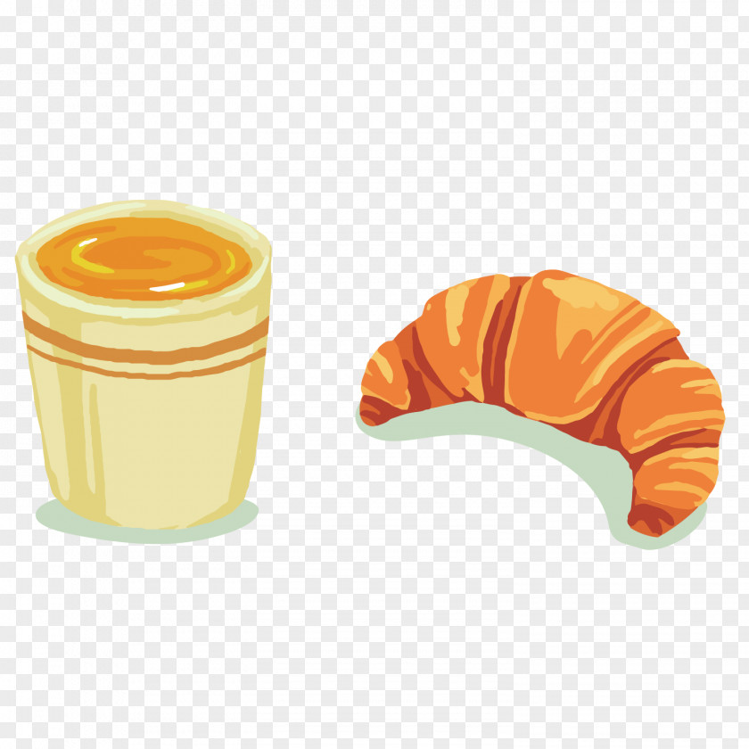 Hand Painted Nutritious Breakfast Juice Croissant Bacon PNG