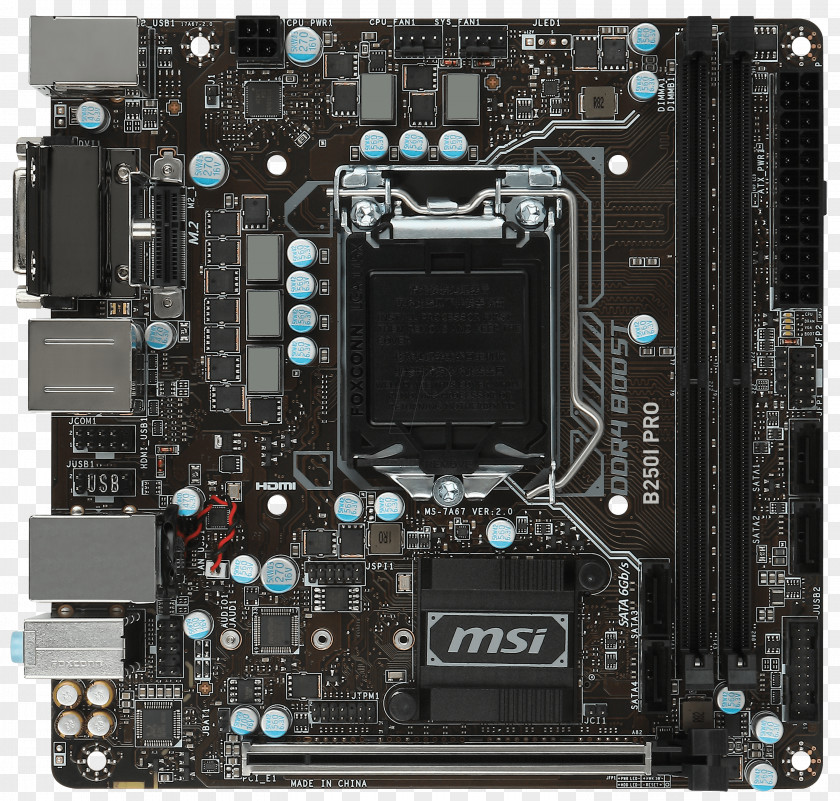 LGA 1151 Motherboard Mini-ITX MSI B250I PRO CPU Socket PNG