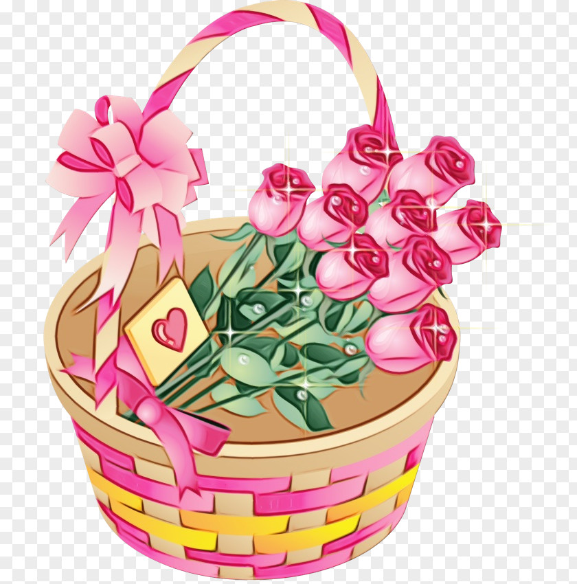 Picnic Basket Easter Pink Gift Flowerpot Flower PNG