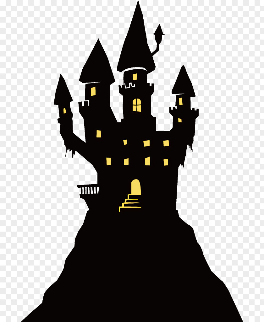 Castle Silhouette Haunted House Halloween PNG