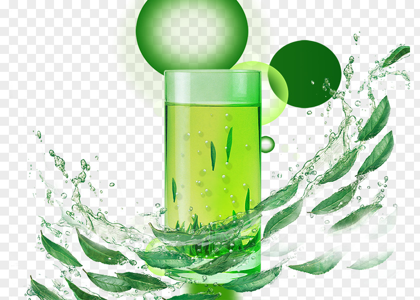 Creative Dynamic Green Tea Designer PNG