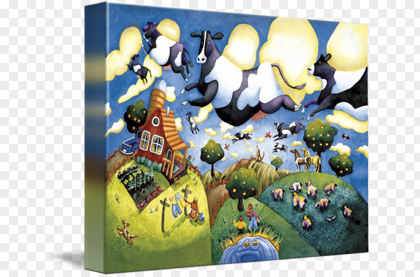 Flying Cow Jigsaw Puzzles Gallery Wrap Cattle Game PNG
