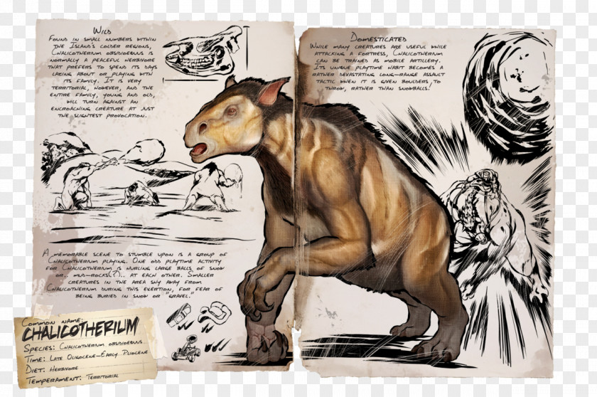 Dinosaur ARK: Survival Evolved Odd-toed Ungulates Chalicotherium Dilophosaurus PNG