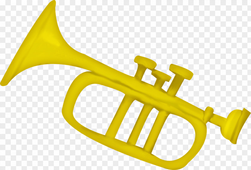 Yellow Trumpet Cartoon French Horn PNG