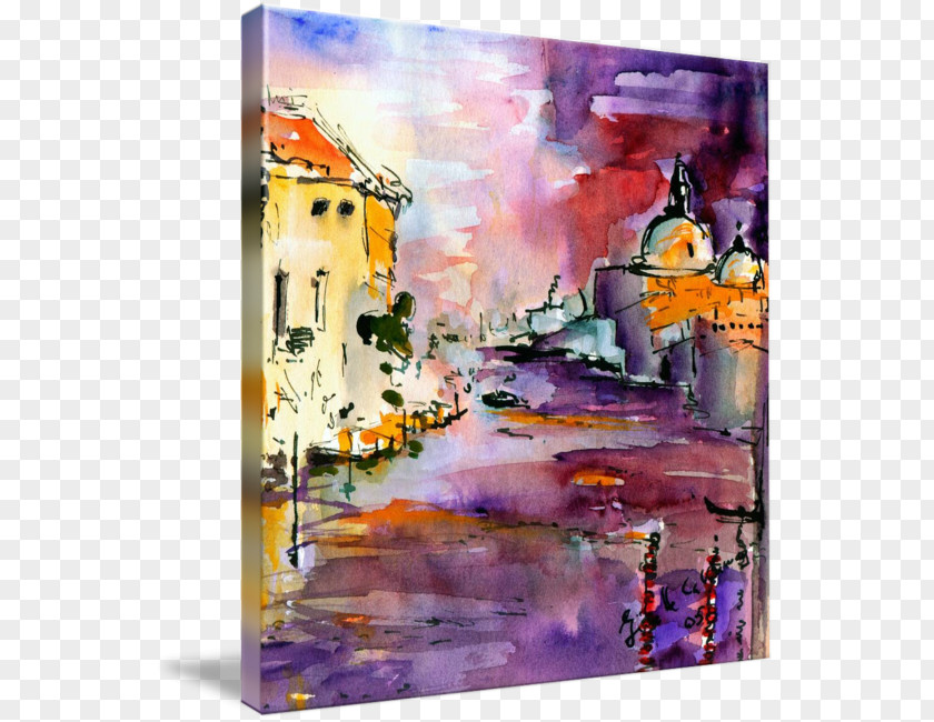 Grand Canal Watercolor Painting Canale, Piedmont Modern Art PNG