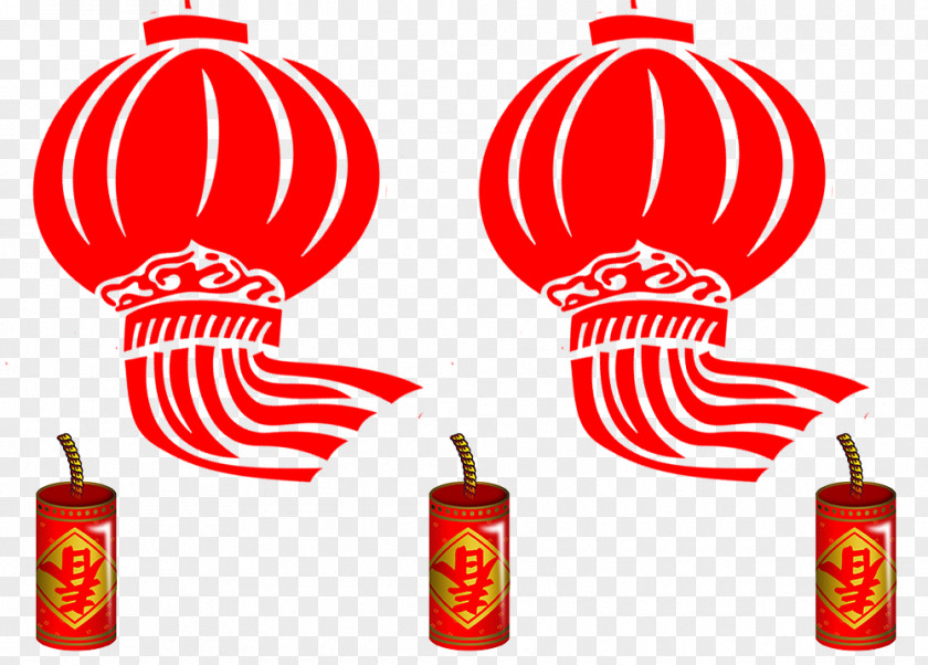 Chinese New Year Lantern Festival Element Firecracker Clip Art PNG
