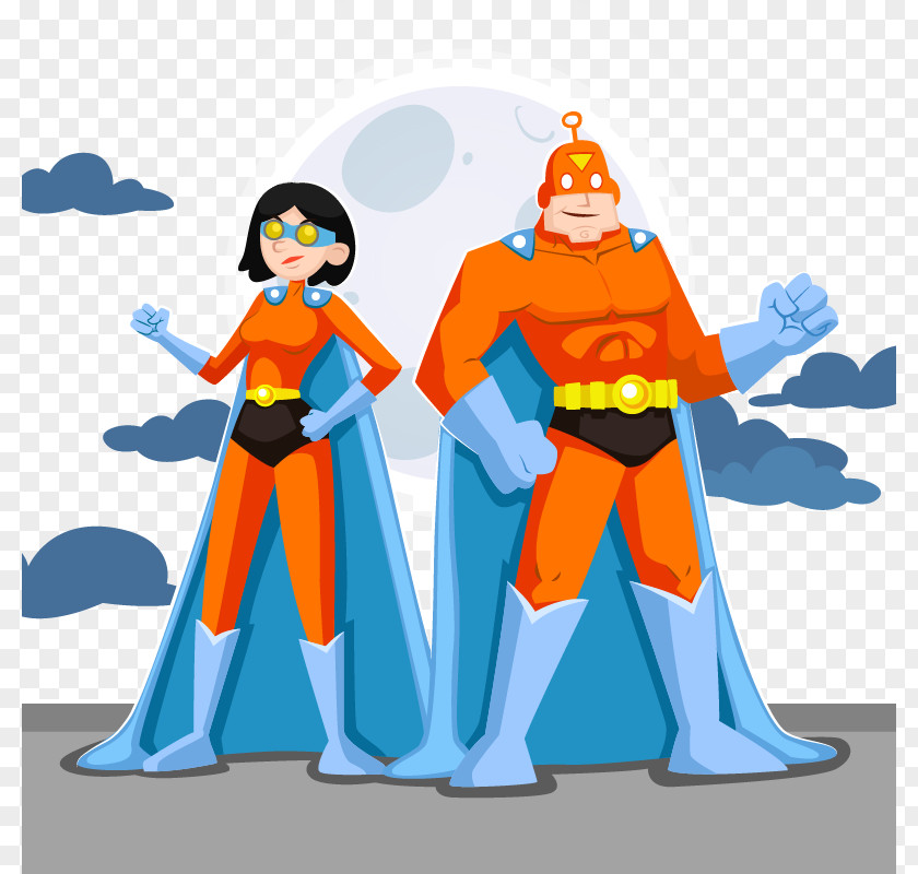 Superman Cartoon Men And Women Vector Material Clark Kent Diana Prince Superhero PNG