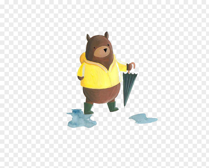 Raincoat Bear Cartoon Drawing Illustration PNG