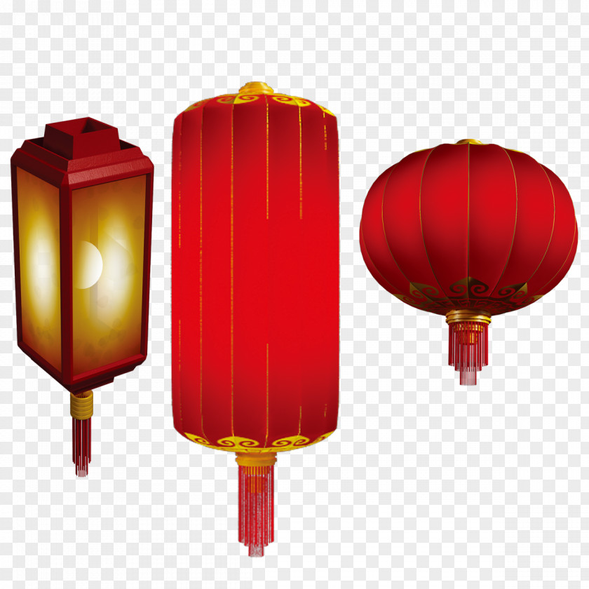 Chinese New Year Red Lanterns Free Buckle Material Lantern PNG