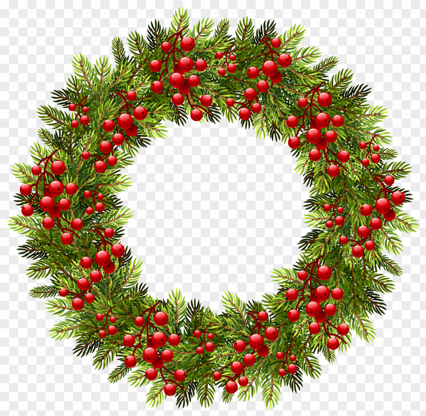 Green Christmas Pine Wreath Clipart Image Decoration Clip Art PNG