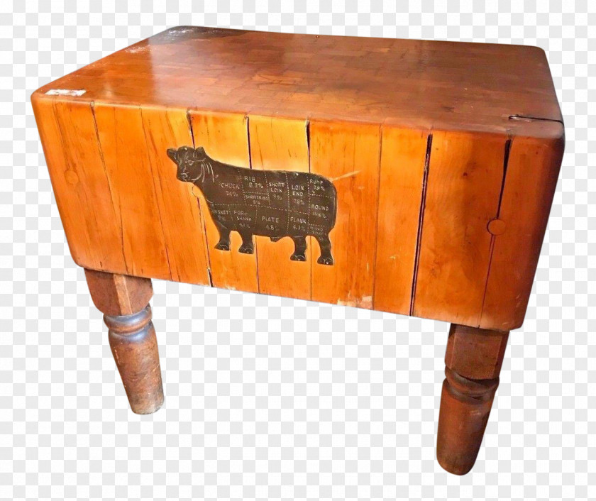 Solid Wood Cutlery Butcher Block Table Chairish Antique PNG