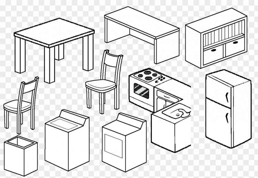 Table Furniture Drawing Chair Couch PNG