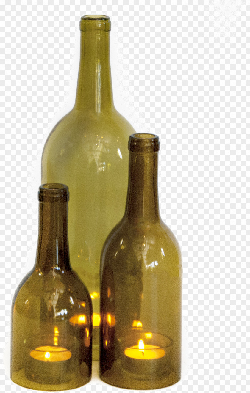 Wine Bottle Glass Lantern Candle PNG