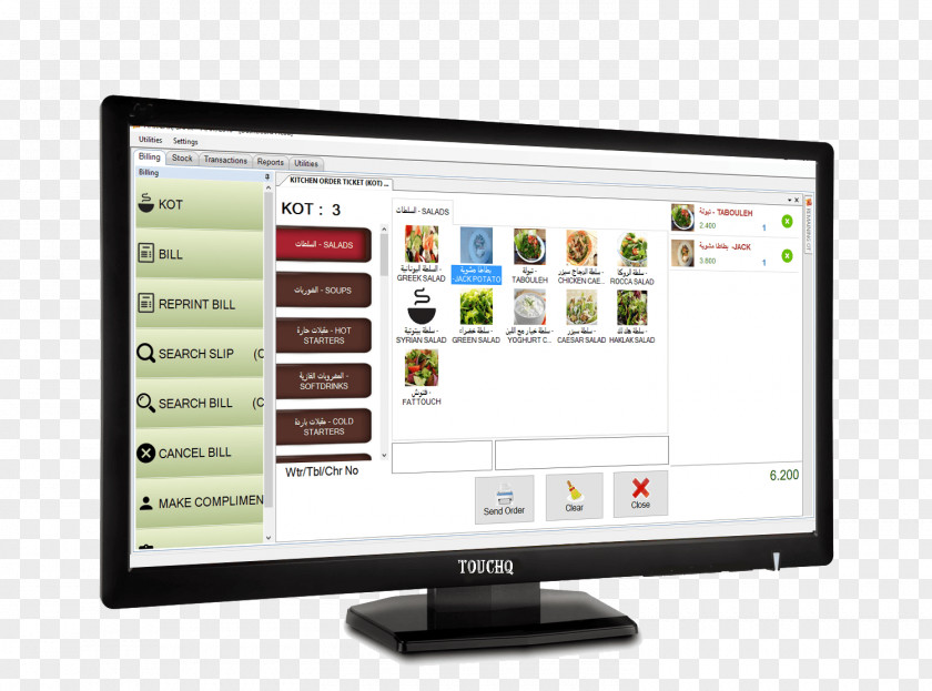 Computer Monitors Software Point Of Sale Restaurant Management Touchscreen PNG