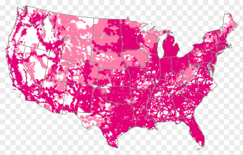Mid-cover Mobile Phones T-Mobile US, Inc. Coverage Map PNG