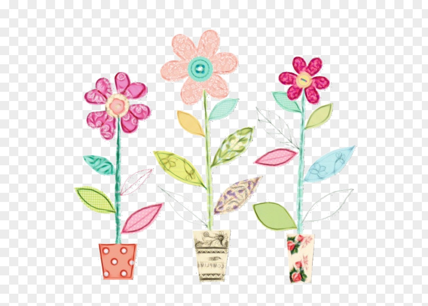 Plant Stem Wildflower Watercolor Pink Flowers PNG