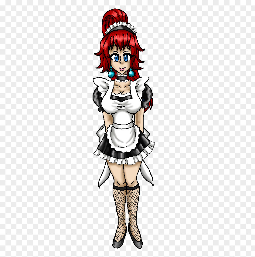 Latex Maid Outfit Costume Design Brown Hair Cartoon PNG