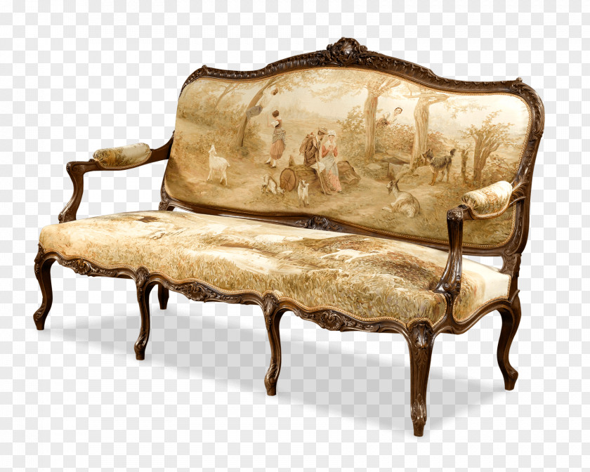 Antique Furniture Loveseat Chair Couch PNG