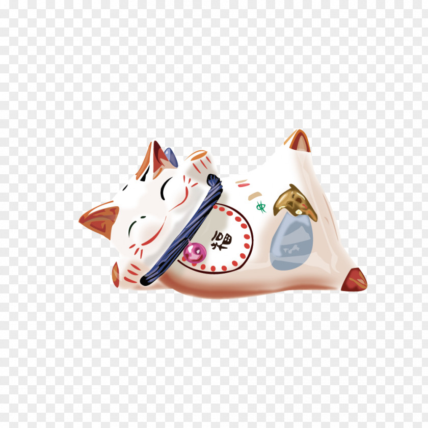 Vector Fashion Lifelike Lying Posture Fu Lucky Cat Maneki-neko Computer File PNG